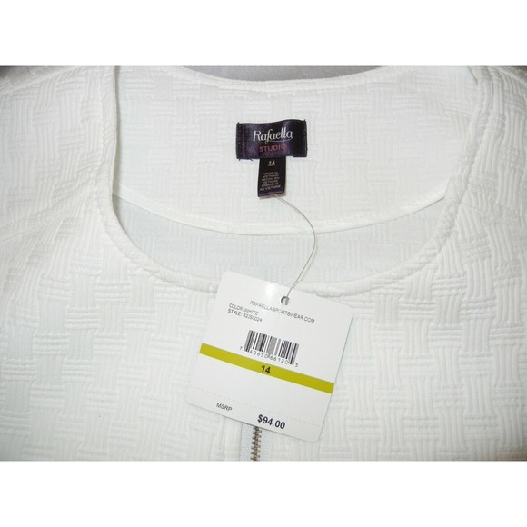 NWT Rafaella Cardigan Jacket White Front Zipped 3/4 Sleeve With Pockets Size 14 - Picture 6 of 7